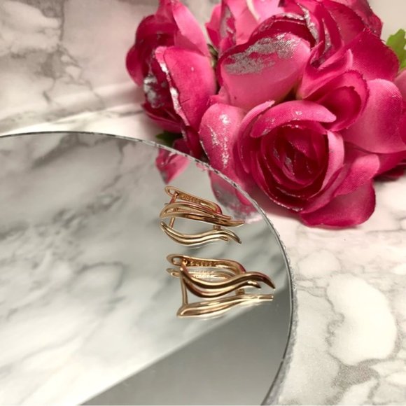 585 Rose Gold Plated Leaf Earring - Picture 8 of 9